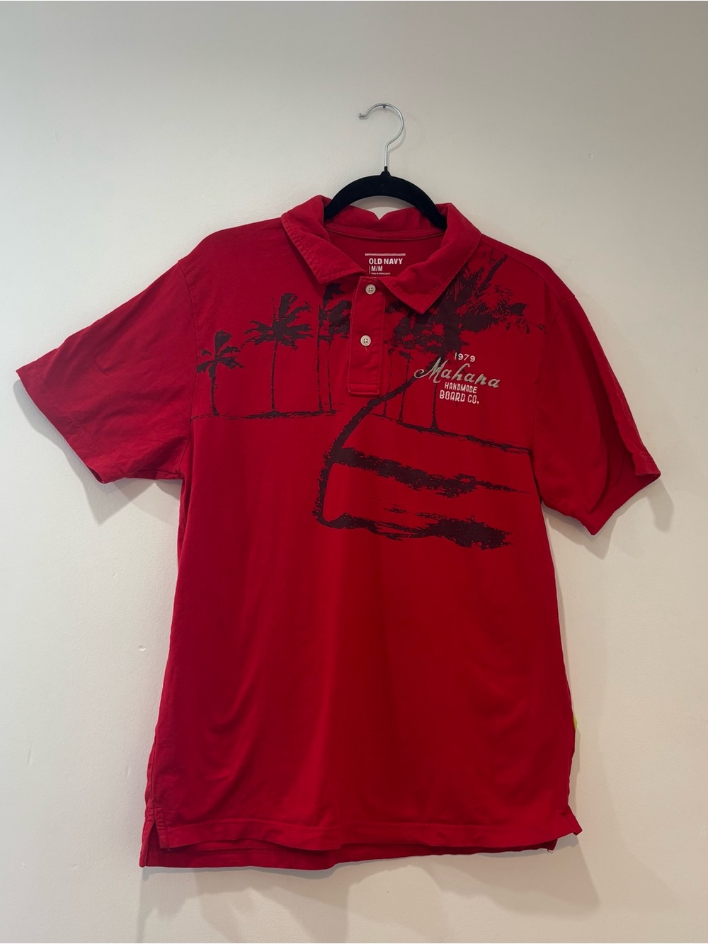 Old Navy Red Polo with Tropical Surf Print